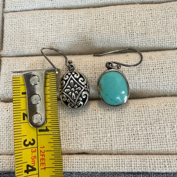 Sterling silver genuine turquoise earrings on a shepard’s hook - Picture 2 of 5